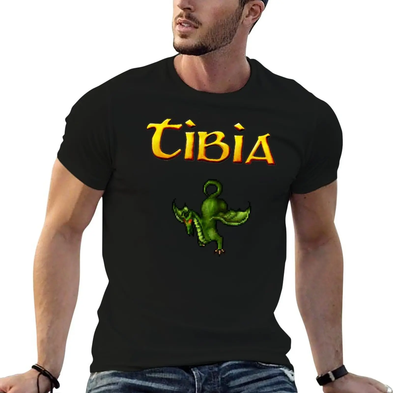 

Tibia MMORPG Dragon T-Shirt cotton tshirt 100% t shirts with prints T-Shirt