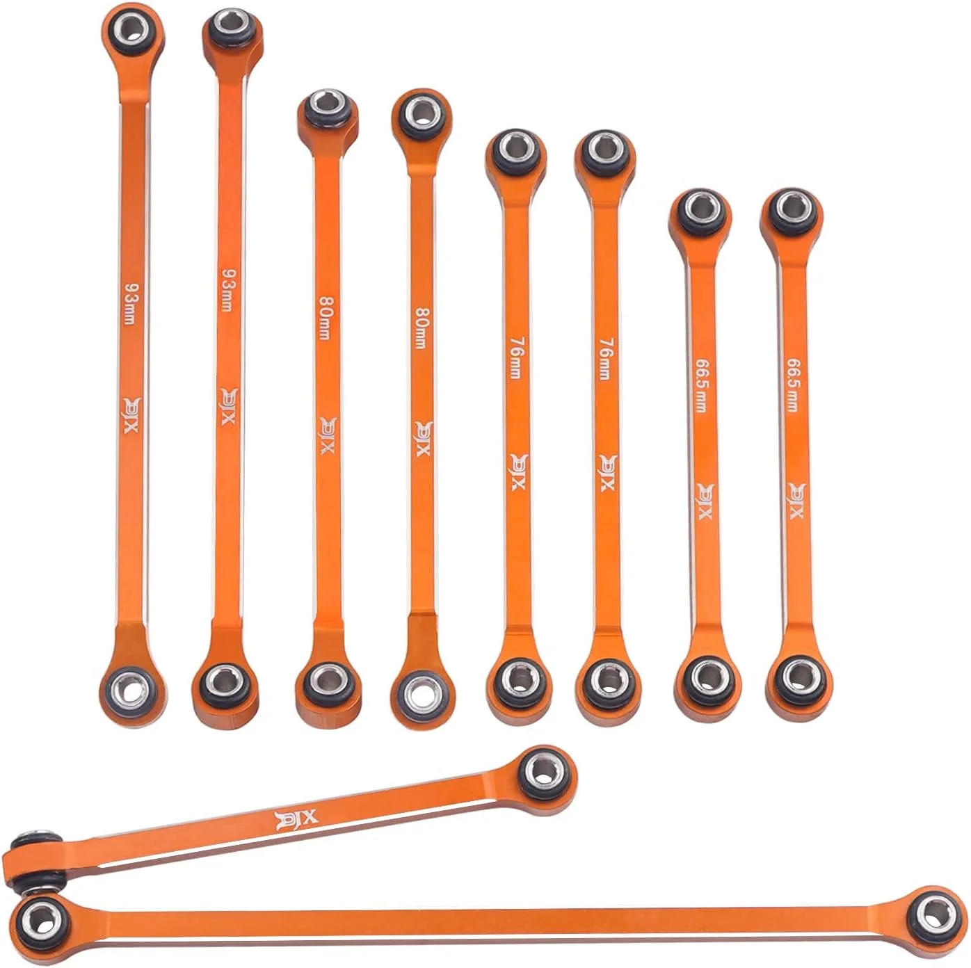 TCRC 10PCS CNC Aluminum Steering Rod Tie Links Set &8 Chassis Links Set for 1/18 Capra UTB18 4WD Unlimited Trall Buggy