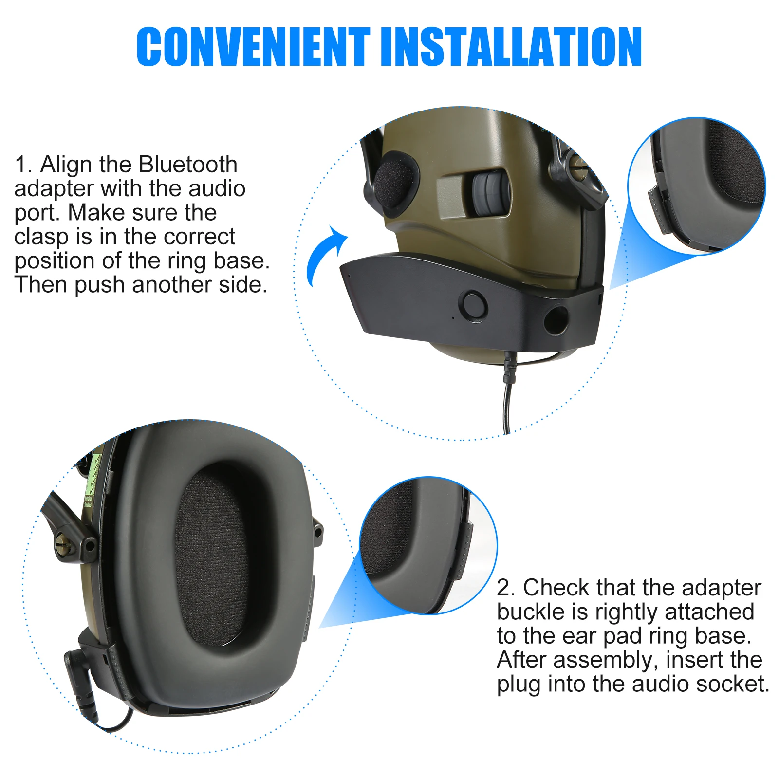 HL Bluetooth Adapter Design for Howard Leight for Shooting Earmuffs Convert Wire Headphone to Wireless One for Hunting