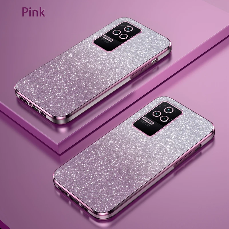 For Xiaomi Poco F4 Case POCO F4 Phone Case 22021211RG 22021211RI Luxury Gradient Glitter Plating Silicone Back Cover Funda