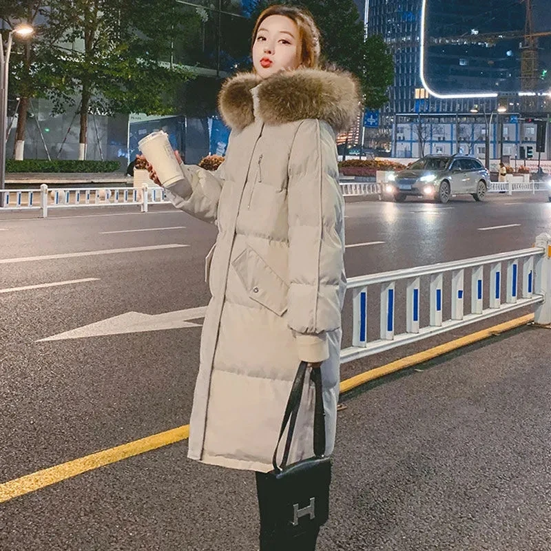 2024 New Women Winter Down Padded Jacket Warm Thicken Oversize Cotton Coat Korean Loose Big Fur Collar Parkas Coat Winter Jacket