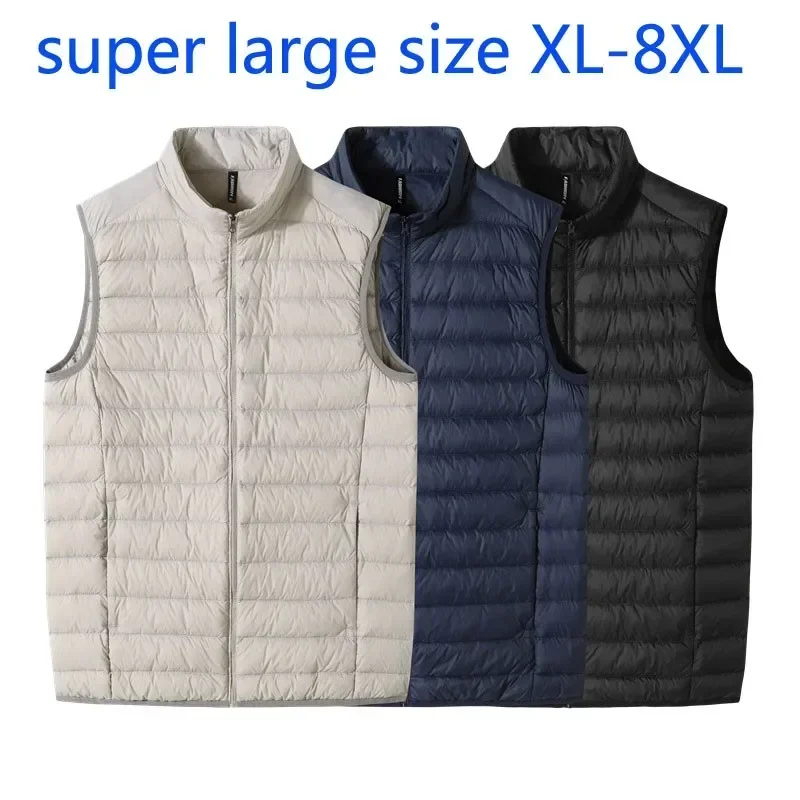 New Arrival Fashion Super Large Autumn Winter Men Stand Collar Lightweight Down Vest Thin Loose Casual Plus Size XL-6XL 7XL 8XL