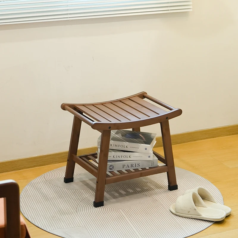 Non-Slip Shower Stool Bamboo Bathroom Stool for Elderly Pregnant Women Lightweight Portable Bathtub