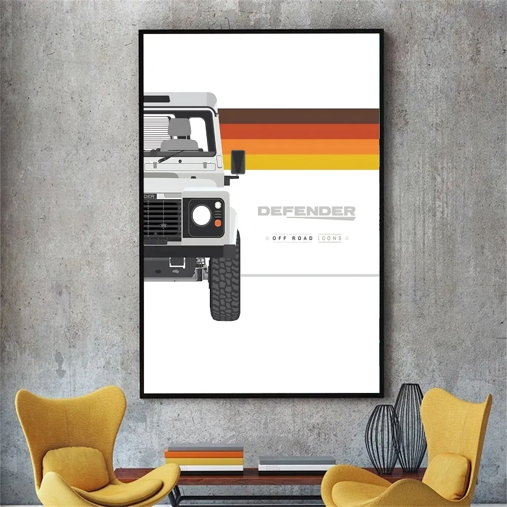 Land Rover Defender Blueprint Model Poster Kraft Club Bar Paper Vintage Poster Wall Art Painting Bedroom Study Stickers