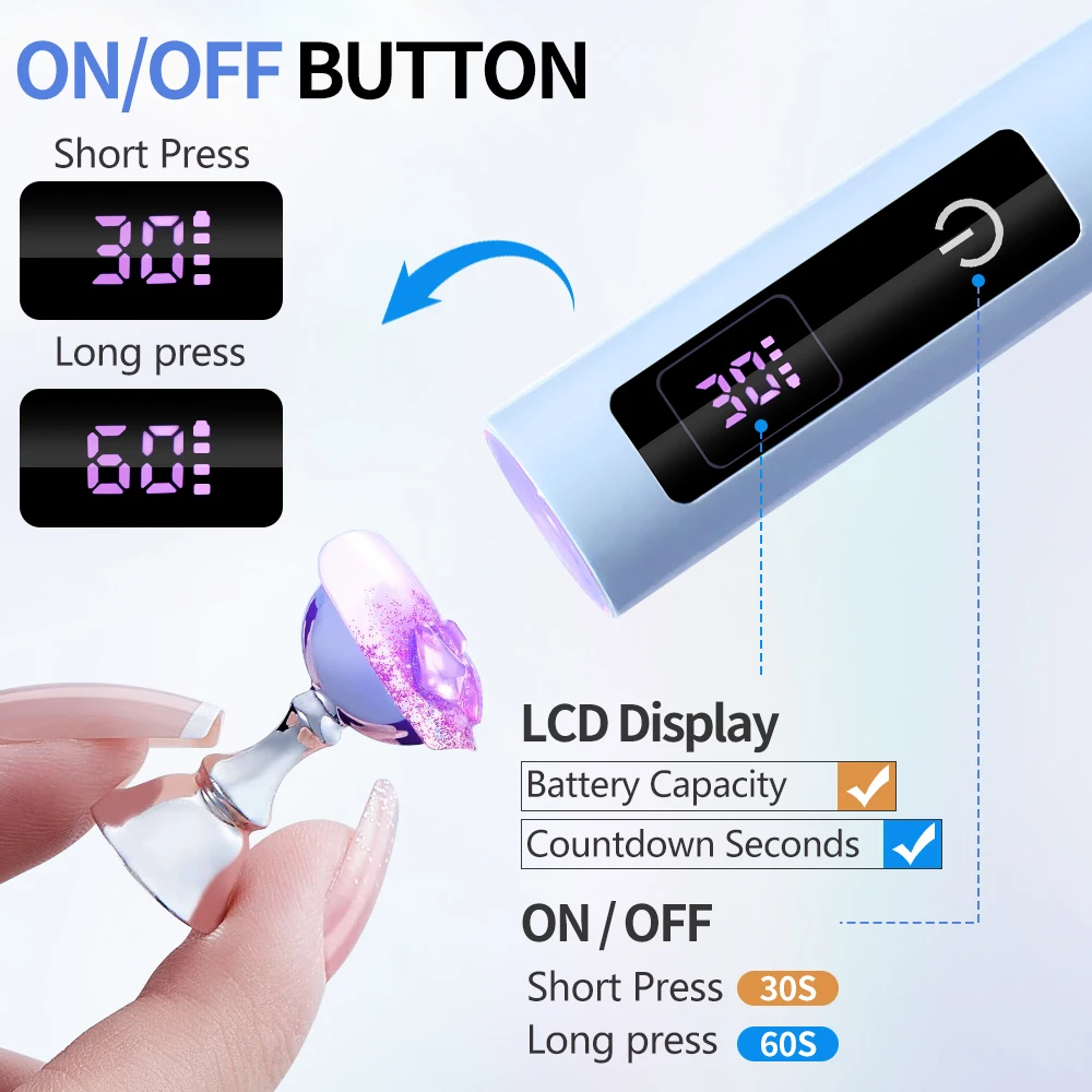 LINMANDA Lampada UV touch screen portatile Mini essiccatore per unghie con schermo LED Lampada per unghie USB a polimerizzazione rapida per amanti delle unghie o saloni di bellezza