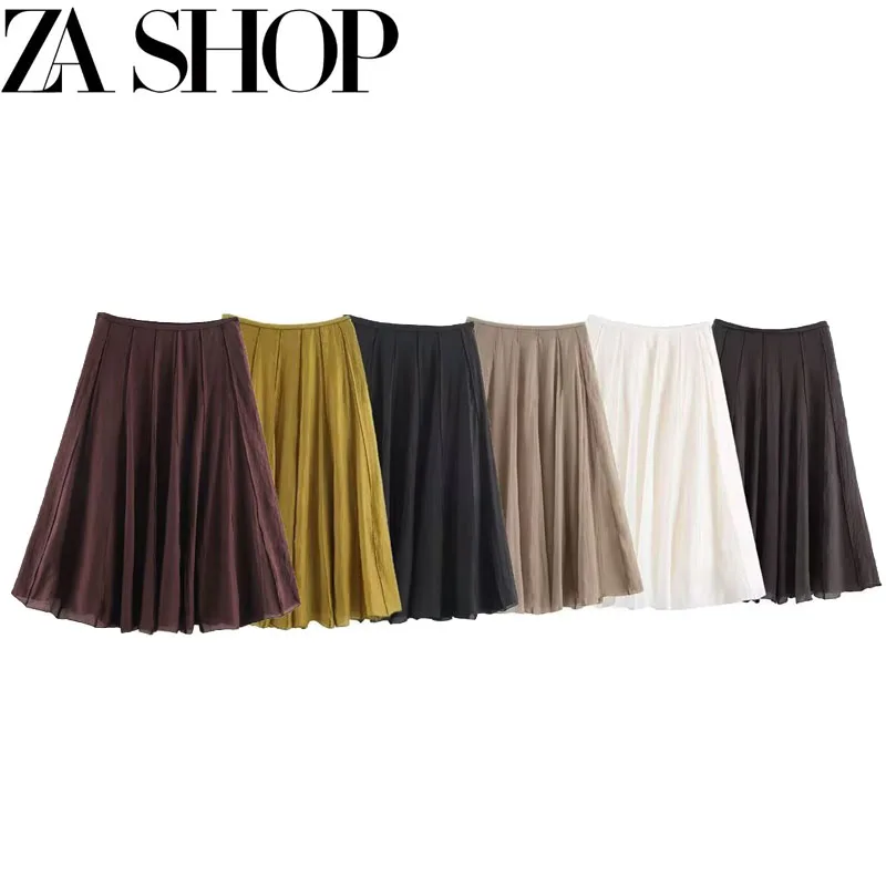 Fashionable Semi-Long Skirt Spring Summer New Arrival Women's Clothing ZR Style Drapey Splicing Versatile Midi Skirt 2560209