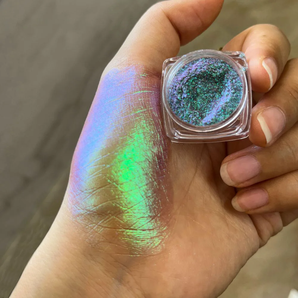 1Jar Chameleon Polarized Neon Powder,pearl Powder 6-Colors Changing Mica Powder for Eyeshadow Holographic Nail Pigment Wholesale