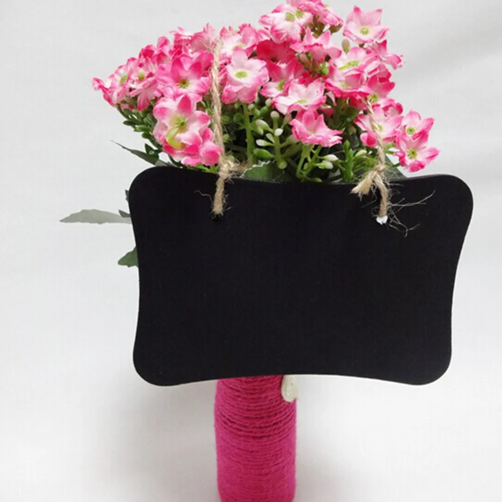 10Pcs Mini Hanging Chalkboards Black Wooden Erasable Board Message Board for Restaurants Shops Kids Crafts Party Favors