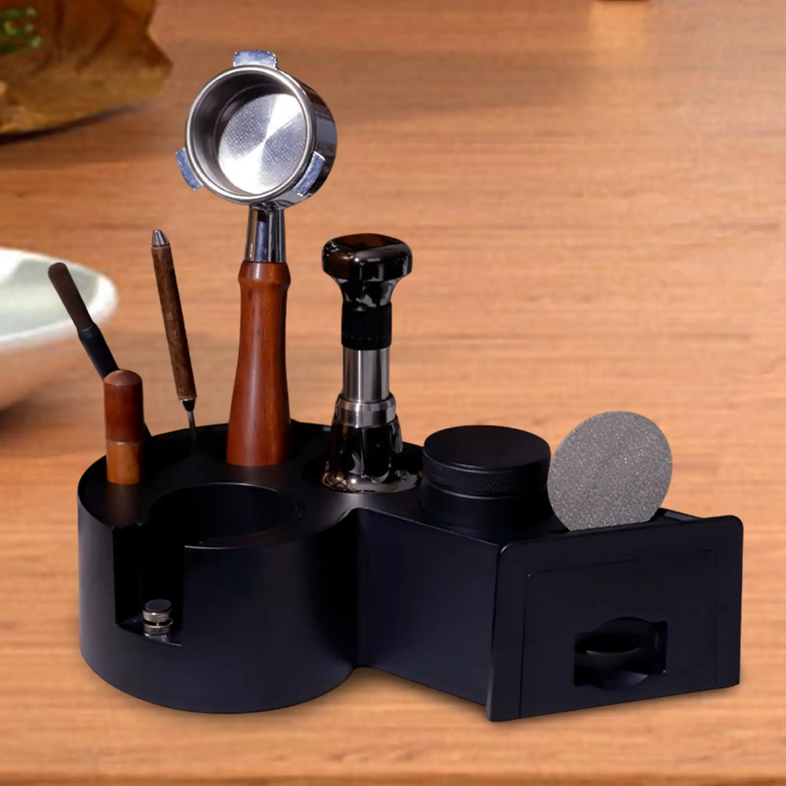 Coffee Tamper Stand with Drawer for Espresso Machine Accessories Barista Organizer Holder Fits 58mm 5
