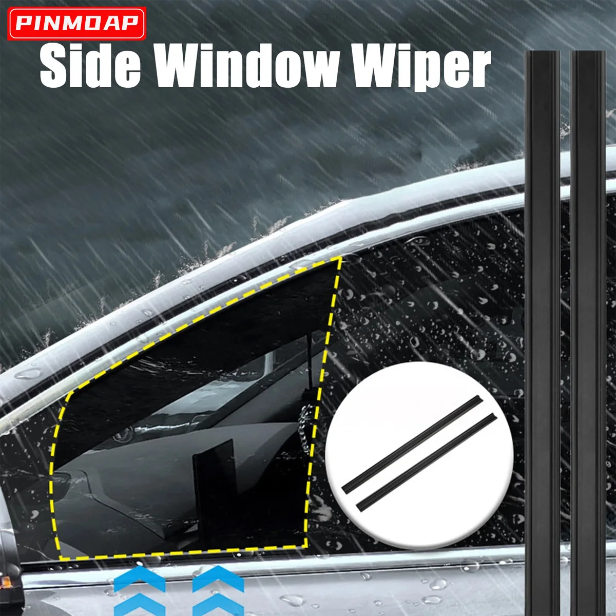 PINMOAP 2 Stück Auto-Seitenfenster-Regen- und Schneewischer, multifunktionale Wassernebelentfernung, spezieller Seitenfensterwischer-Gummistreifen