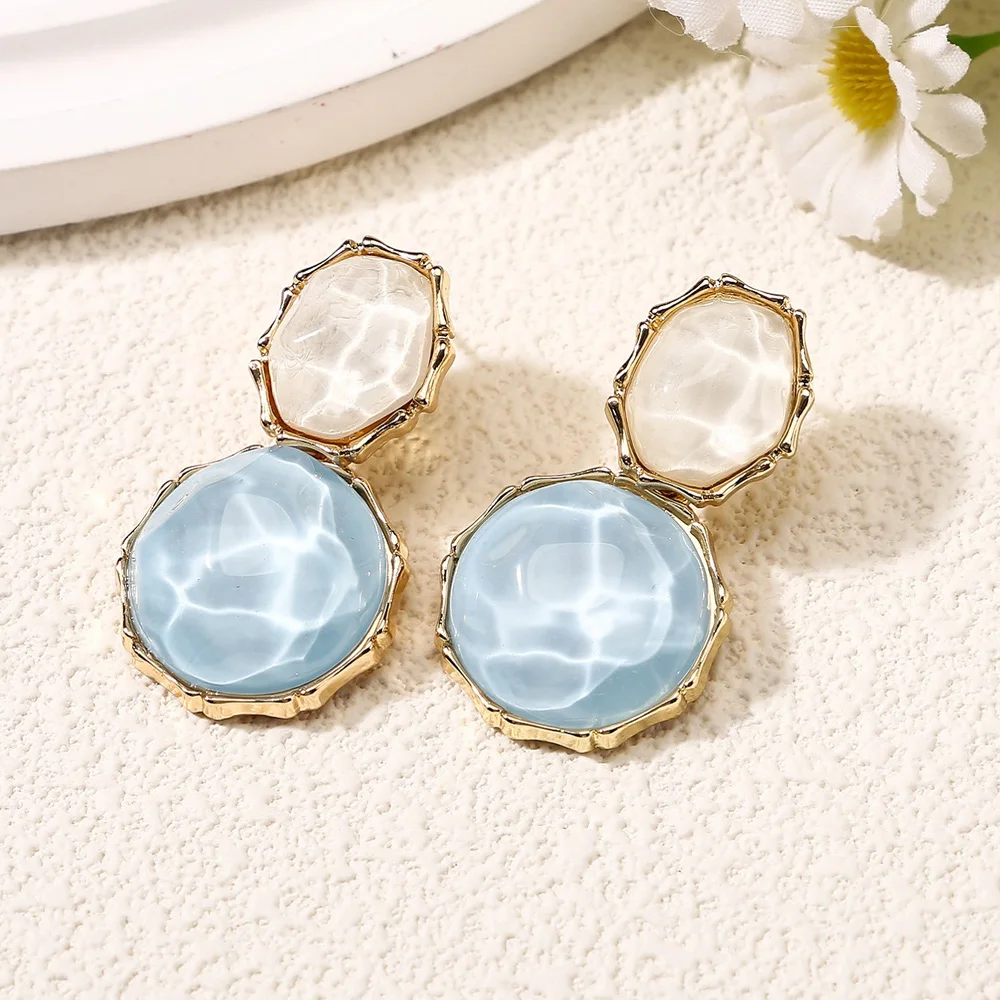 Creative Design Water ripple Resin Women\'s Earrings Fashion Summer Irregular Geometry Candy Color Earrings Jewelry
