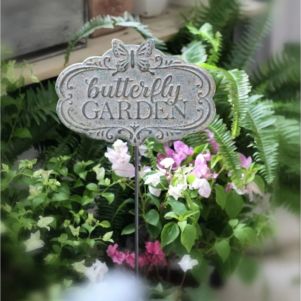 

Chic Garden Decorative Butterfly Wall Signs Metal Yard Signs(Incl Stake and Chain)