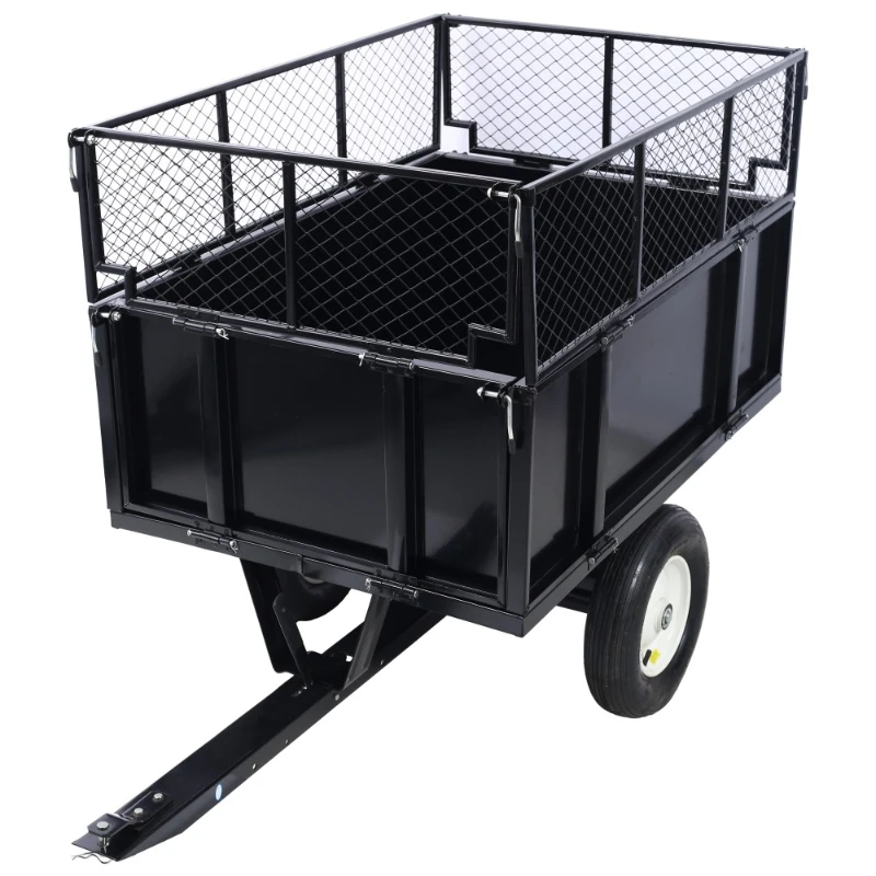 

Heavy Duty Trailer Steel Dump Cart,750lbs Utility Trailer Lawn Garden Trailer Removable Sides for Tractors,ATV,UTV,Lawn Mowers
