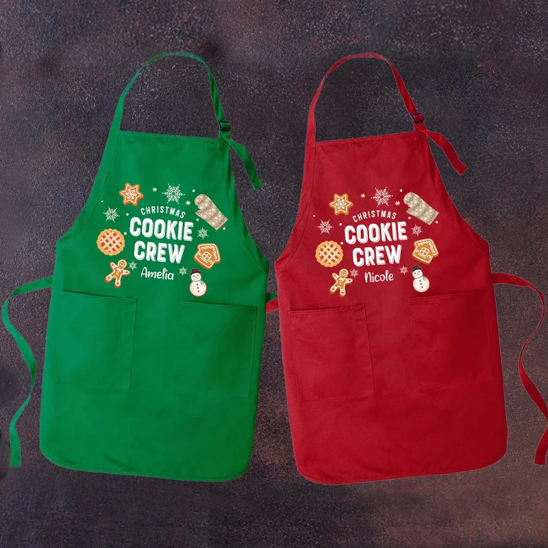 

Personalized The Cookie Crew Kids Apron Custom Name Christmas Party Funny Kitchen Decoration Kid Chefs Baking Cooking Supplies