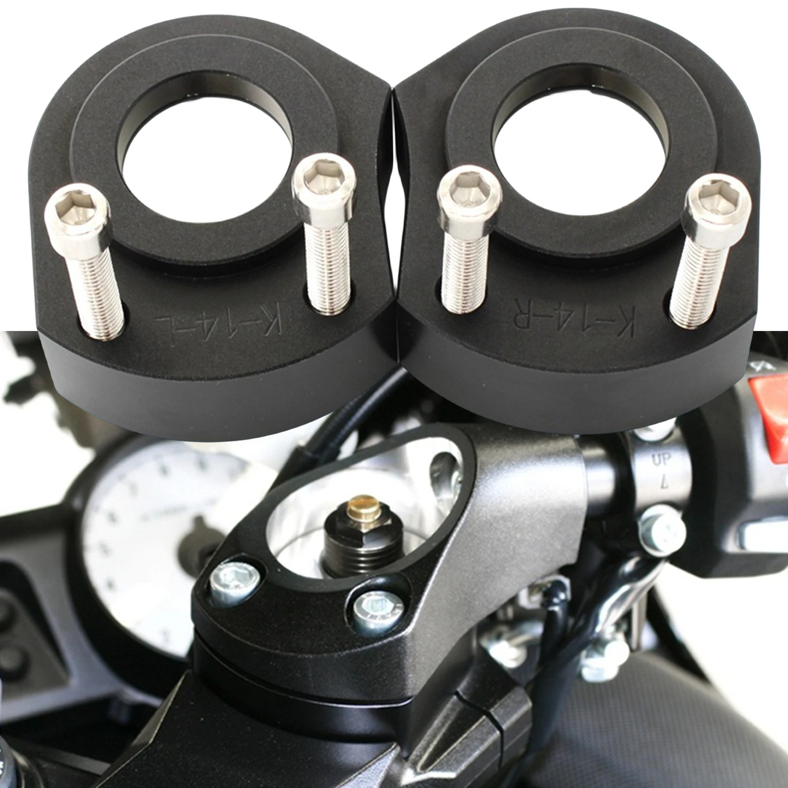 

For Kawasaki ZX-14R ZZR1400 2006-2022 Motorcycle Front Handlebar Riser Mount Clamp Kit