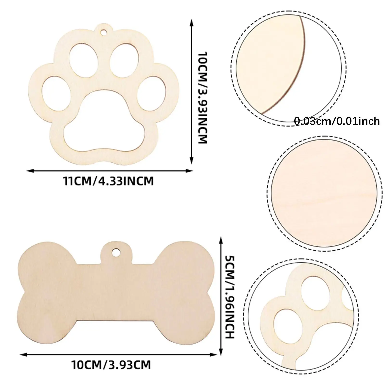 22 Pieces Paw Shaped Wooden Cutouts Embellishments with Twines DIY Projects for