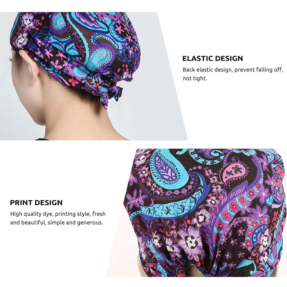 Cotton Operating Room Flower Printing Work for Woman Lady Female (Purple)