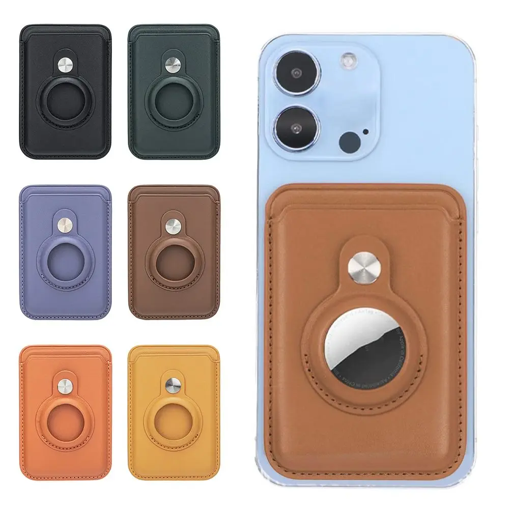 Anti-verloren RFID-blokkerende magnetische kaarthouder Anti-diefstal lederen portemonnee Stand Veiligheid Telefoonkaarttas voor Airtag-houder