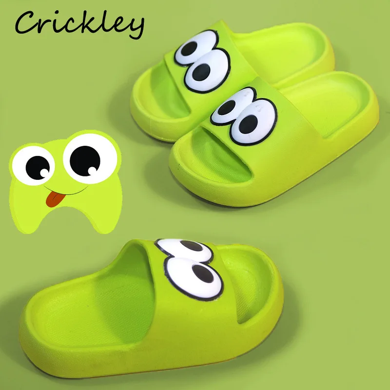 Big Eyes Children Summer Slippers Cartoon PVC Solid Outdoor Slippers For Girls Boys Waterproof Anti Slip Kids Beach Shoes