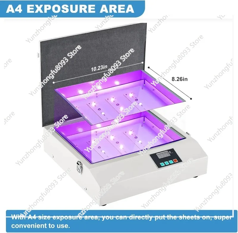 40W LED UV Exposure Unit for Screen Printing Pad Plate Tabletop 210x260mm Exposure Machine for Hot Stamper Plate Resin Plate