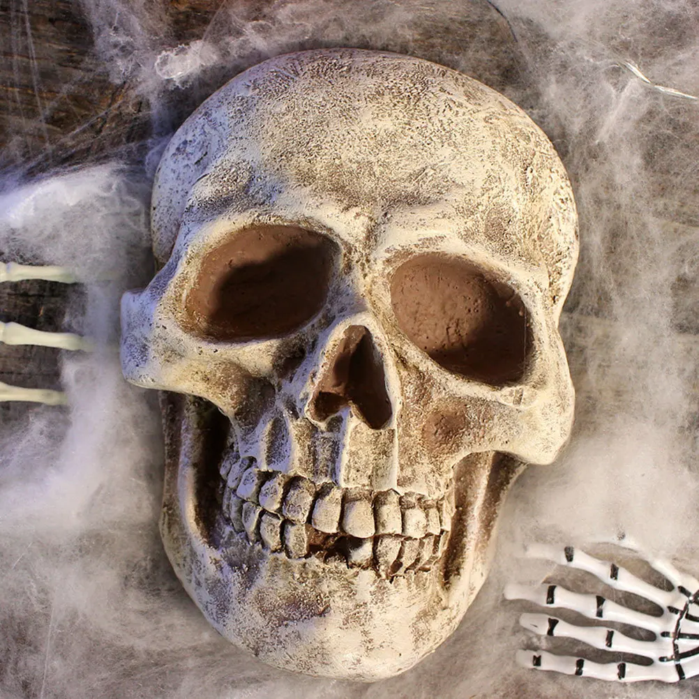 

Resin Skull Sculpture Human Skull Bones Decor For Aquarium Home Halloween Figurines Mini Statue Decoration