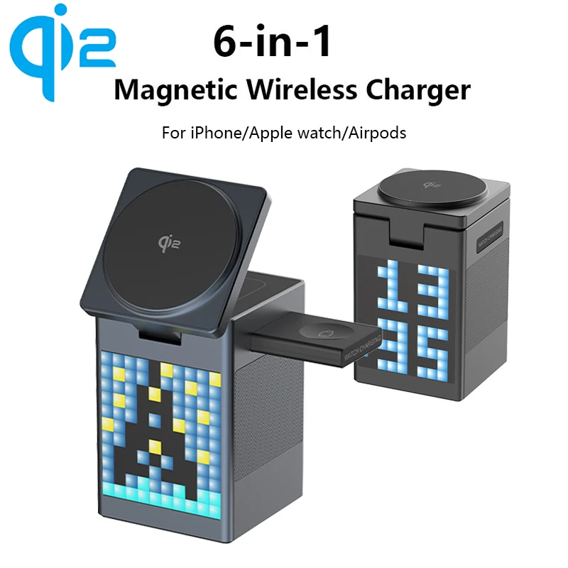 Qi2 3 in 1 Wireless Charger With Bluetooth Speaker For iPhone 17 16 15 14 13 12 Fast Charging Station For Apple Watch 10 9 8 7 6