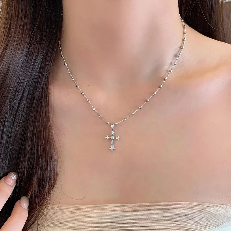جديد فاخر الزركون الصليب قلادة قلادة طويلة للنساء سلسلة الترقوة سترة سلسلة مجوهرات اكسسوارات