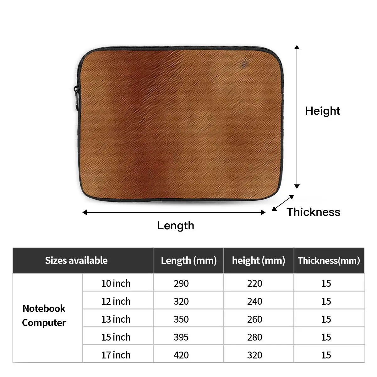 Brown Cowhide, Cow Skin Print Pattern, Modern Faux Leather Notebook Laptop Bag Case Pouch Notebook  Tablet Shockproof Case Bag