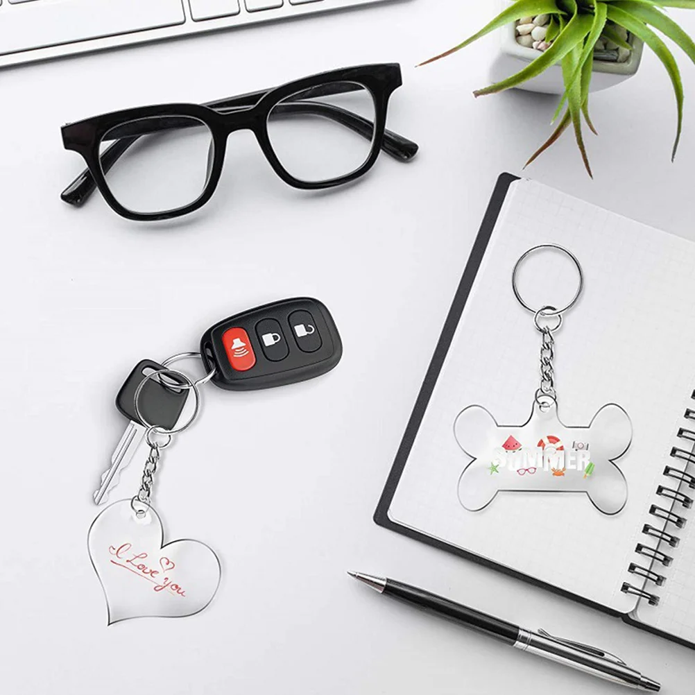

24pcs Acrylic Diy Material For Craft Making Sublimation Keychain Accessories Keychain Accessories Pendant Decor