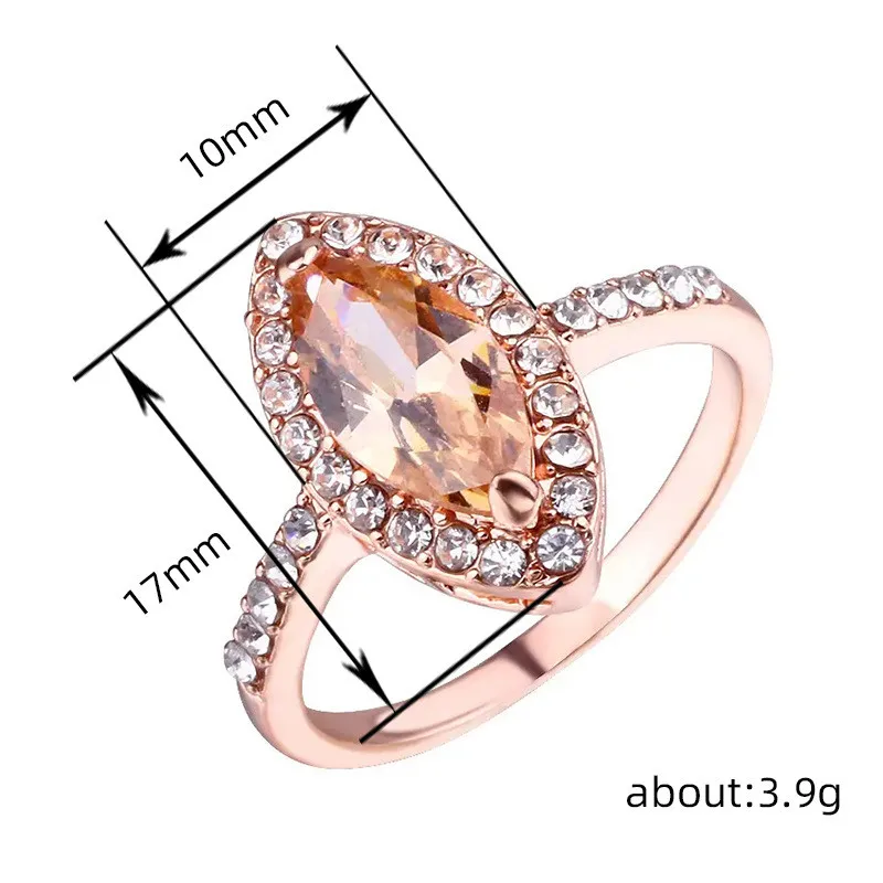925 Sterling Zilveren Trouwringen voor Vrouwen Marquise Zirconia Temperament Elegante Champagne CZ Ringen Trendy Sieraden