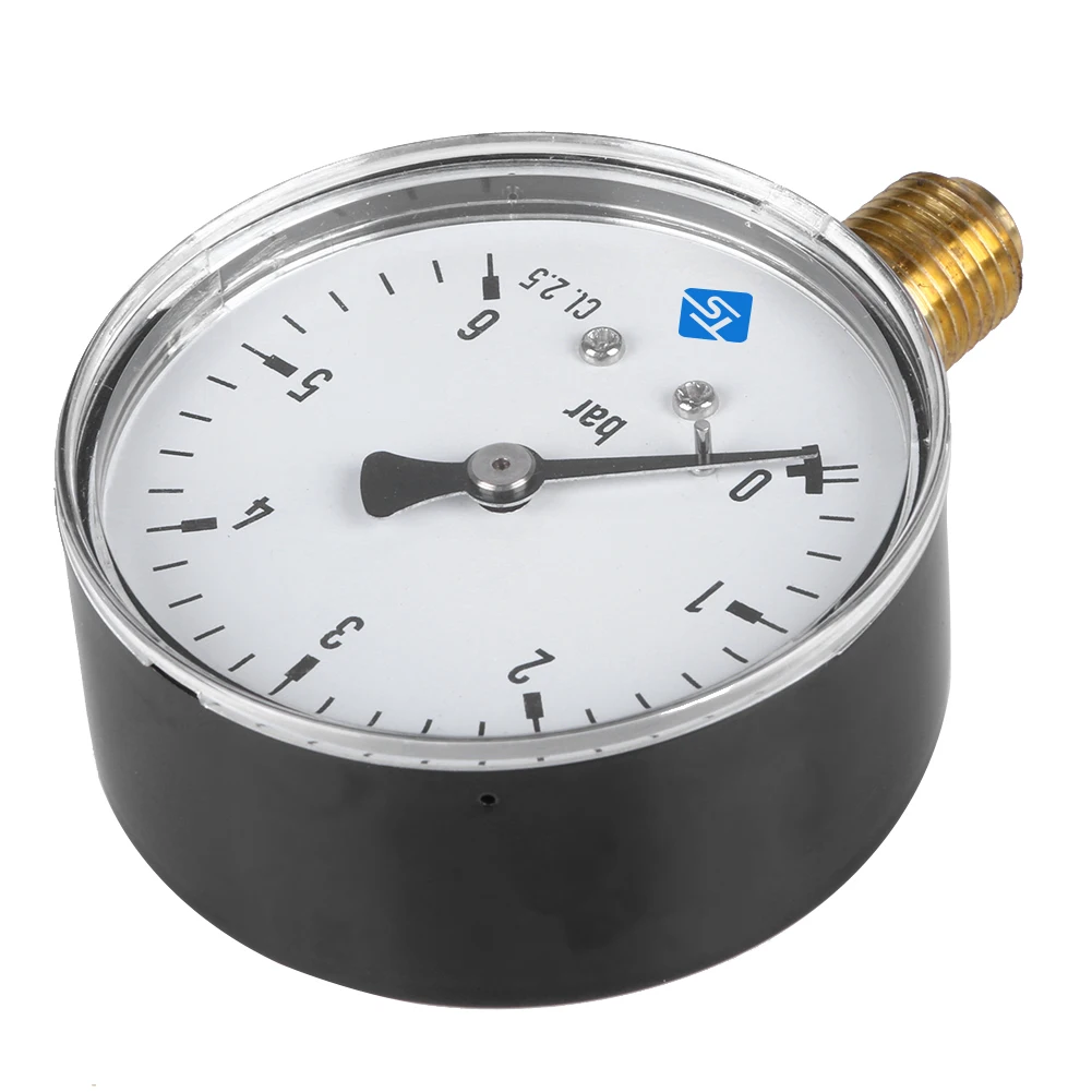 6 Bar Manometer 2.3 Face Air Compressor High Strength Pressure Gauge for Air Water Oil Gas Measurement