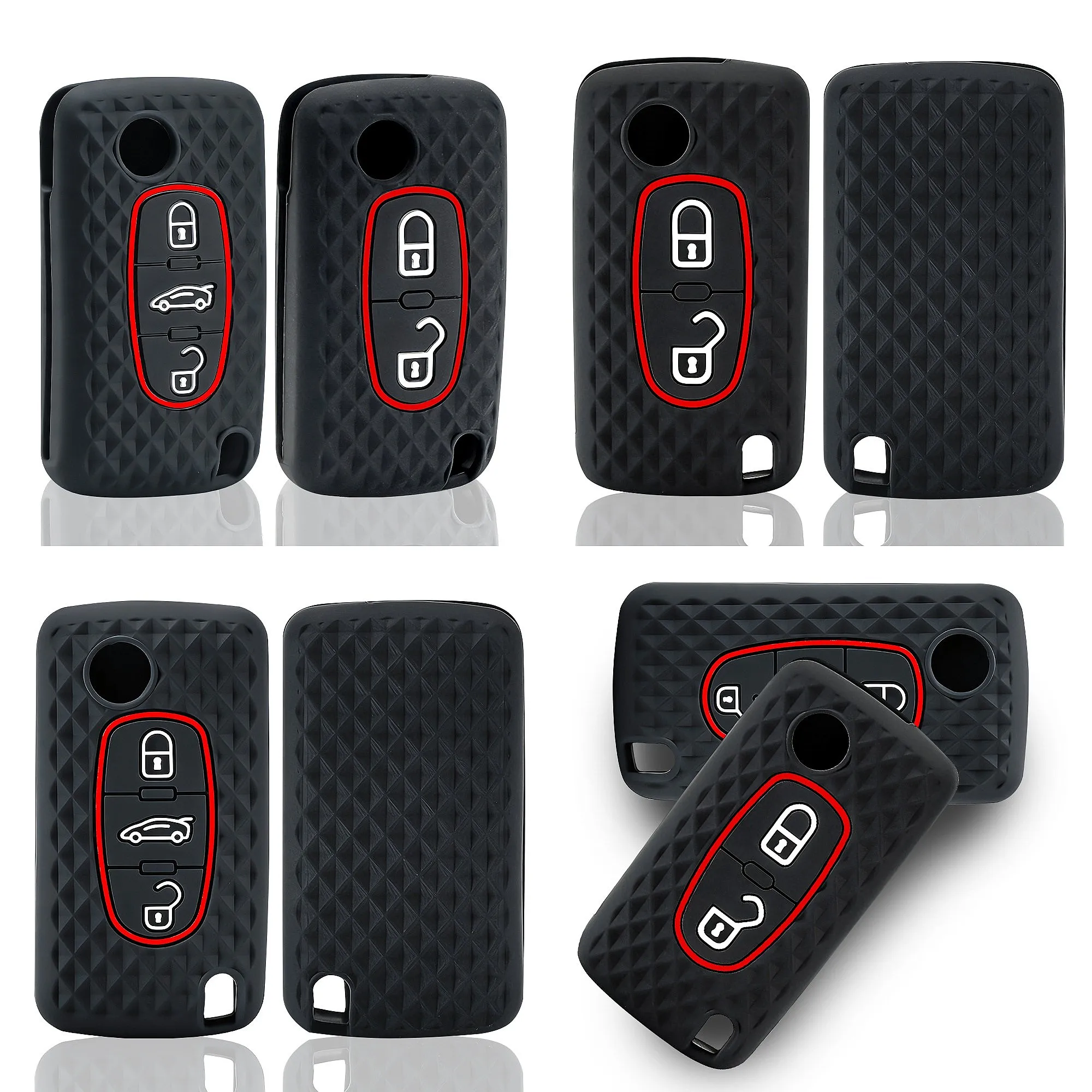 For Peugeot 206 308 3008 Expert Partner Citroen C3 Pluriel Picasso Berlingo Car Key Fob Cover Silicone Remote Key Shell Case