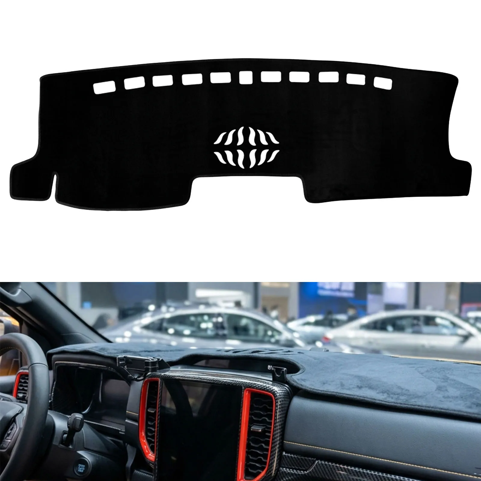 Dashboard Cover Dash Mat for Ford Ranger XL, XLT, Lariat 2023 2024 2025 2026 Flannel Sunshade Cushion Sunshield Nonslip Anti-UV