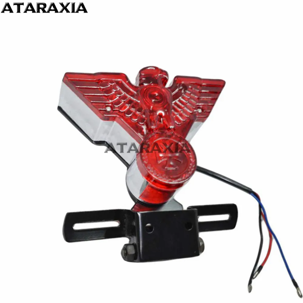 Motorcycle Rear Light w/ Bracket Bird Brake Light For Harley Cafe Racer Chopper Custom Warbird Eagle Stop Lamp Red Taillight