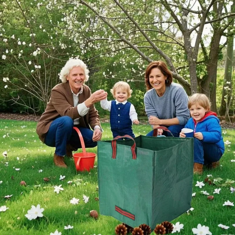 premium 125l reusable garden leaf storage bag,heavy duty lawn waste sack, for yard cleaning garden debris collection foldable