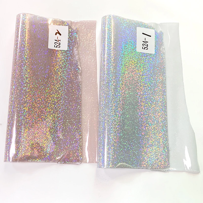 

Transparent Holographic TPU Faux Leather Sheets Printed Bright Materials，Fabric for upholstery HandBags Umbrella DIY Crafts