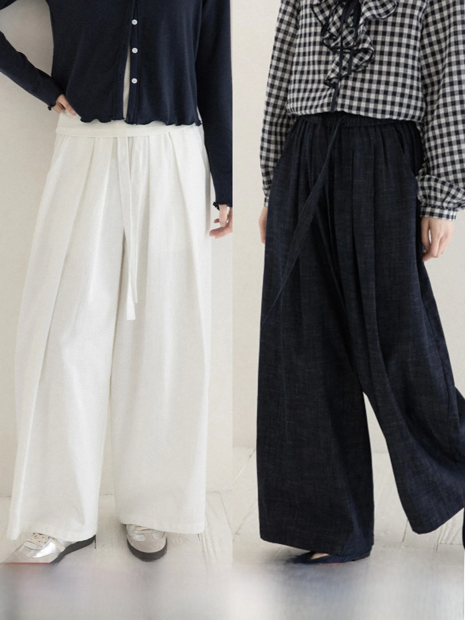 

High Waist Slimming Casual Pants Korean Sle Commute Women's Wide Leg Pants Spring Season Comfortable Polyester Fiber