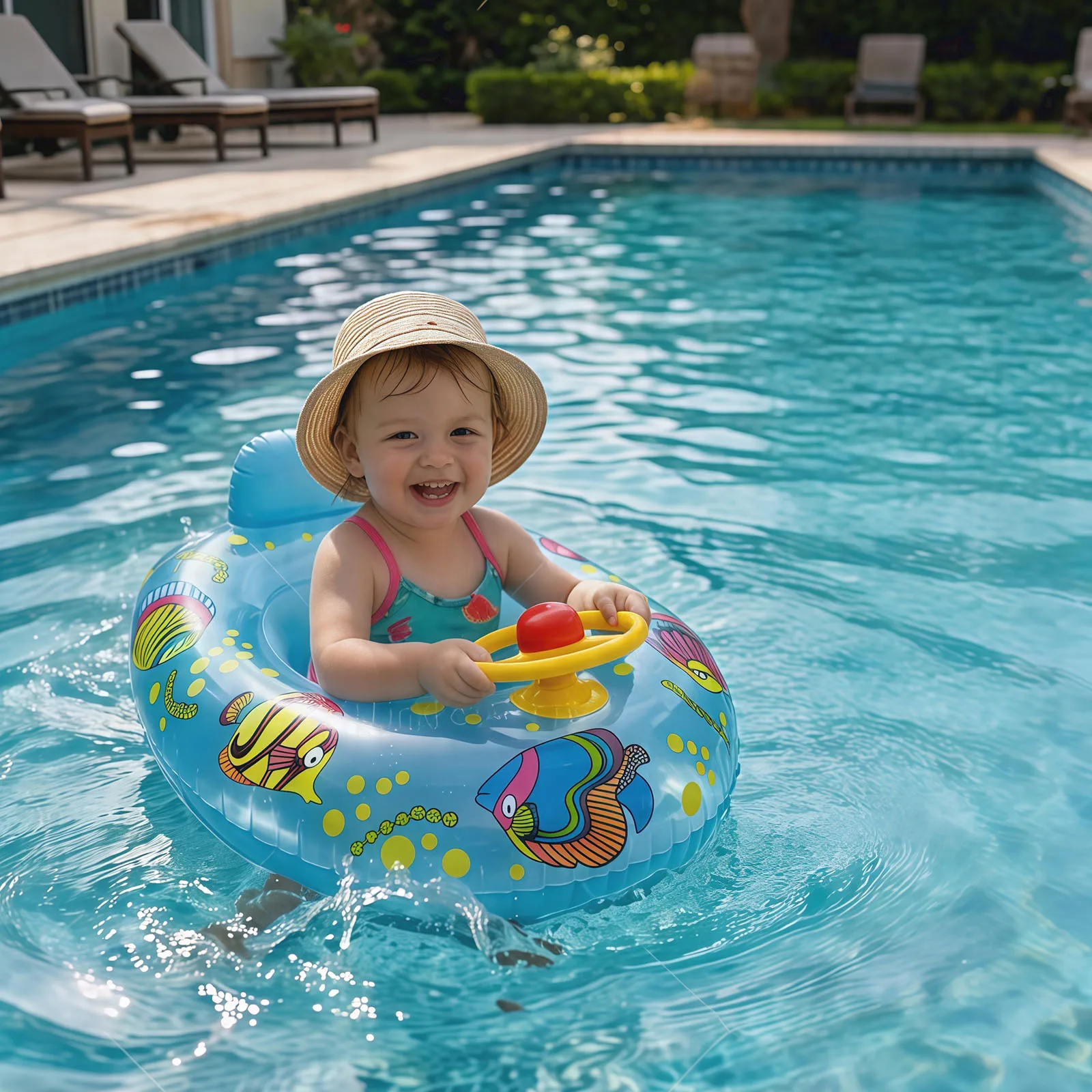 

PVC Baby Inflatable Swimming Rings Cartoon Animals Float Ring Anti-Rollover Swimming Float Circle for Summer Beach Pool Party