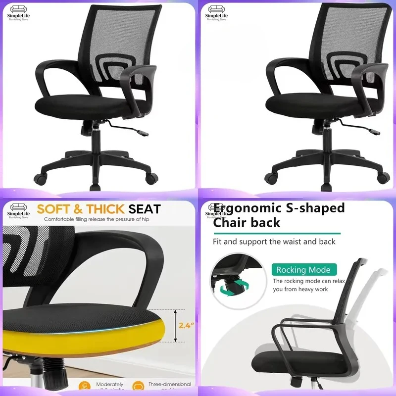 Ergonomic Office Chair High Back Mesh Computer Desk Chair Adjustable Lumbar Support Swivel Executive Gaming Chair for Home