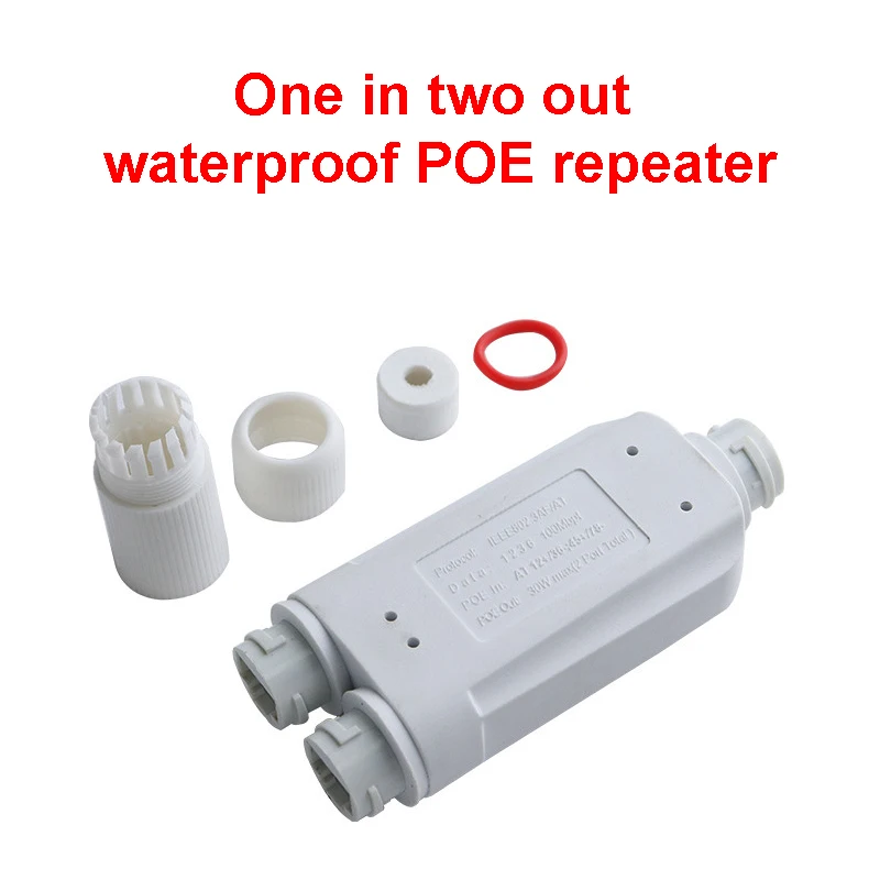 2 Port Waterproof POE Repeater IP66 10/100Mbps 1 to 2 PoE Extender with IEEE802.3af/at 48V Outdoor for POE Switch Camera