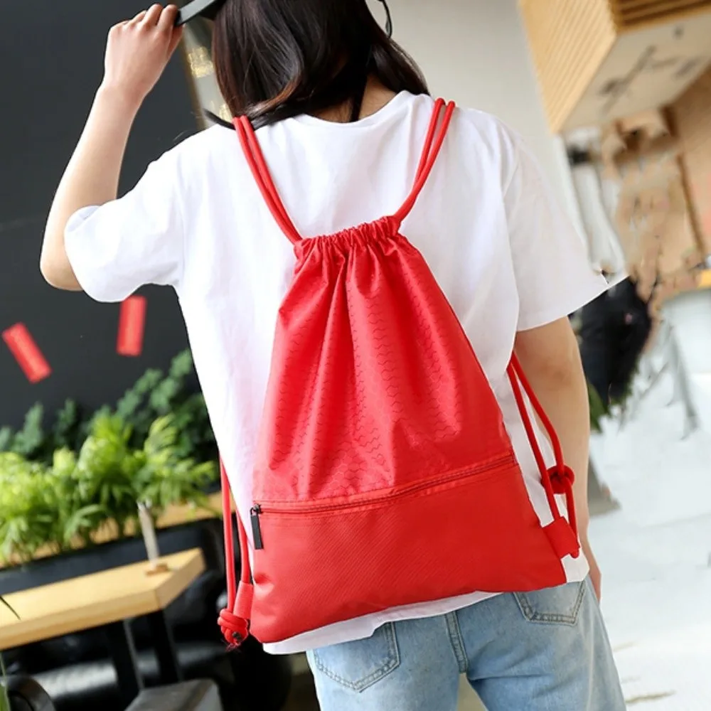 Waterproof Fitness Drawstring Bag Solid Color Large Capacity Drawstring Backpack Commuting Lightweight Drawstring Pocket Travel