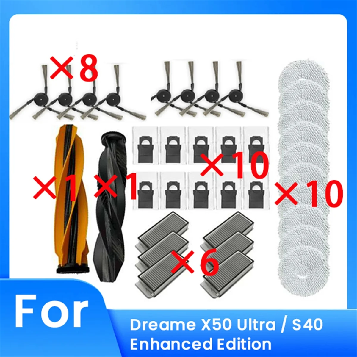 

36 Pcs for X50 Ultra / S40 Enhanced Edition Cleaner Parts Replacement Main Side Brush Filter Rag Dust