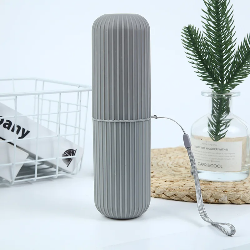 Vertical Stripe Travel Essential Toothbrush Cup Portable Couple Toothbrush Toothpaste Storage Box Simple Mouthwash Cup