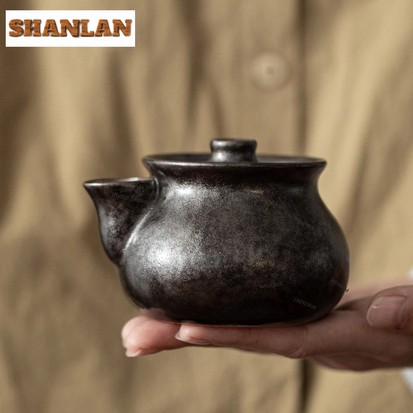 160ml Black Shino Kiln Fambe Teapot Japanese Tea Infuser Pot Tea Maker Kettle With Filter Puer Tableware Accessories Collection