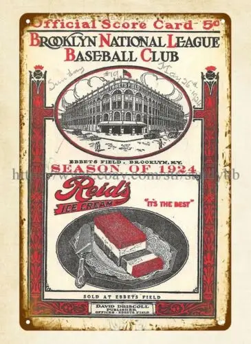 1924   Program vs.  metal tin sign