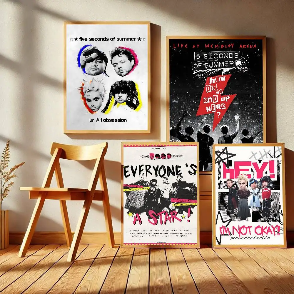 Singer 5 Seconds of Summer Self-adhesive Art Poster Whitepaper Prints Posters Artwork Home Decor