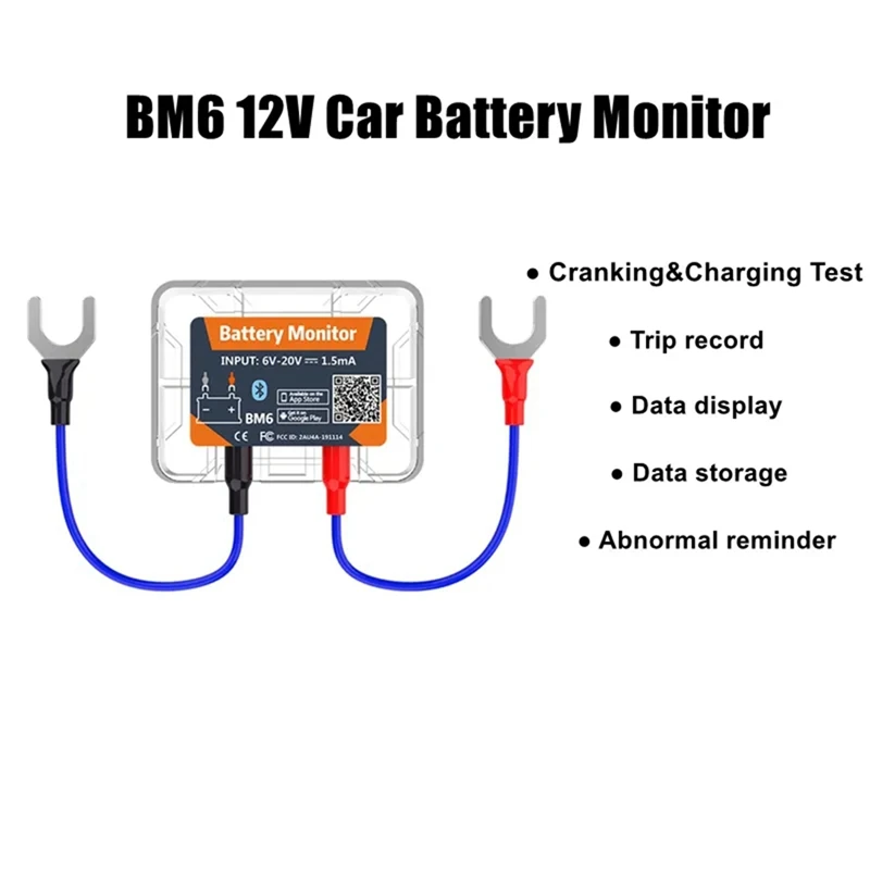 Wireless Bluetooth 12V Battery Monitory BM6 with Car Battery Health Check APP Monitoring Battery Tester-A07G