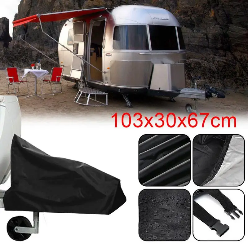 Universal Caravan Hitch Cover Camper Accessories Motorhome 210D Waterproof Polyester Durable Trailer Cover with Adjustable Strap