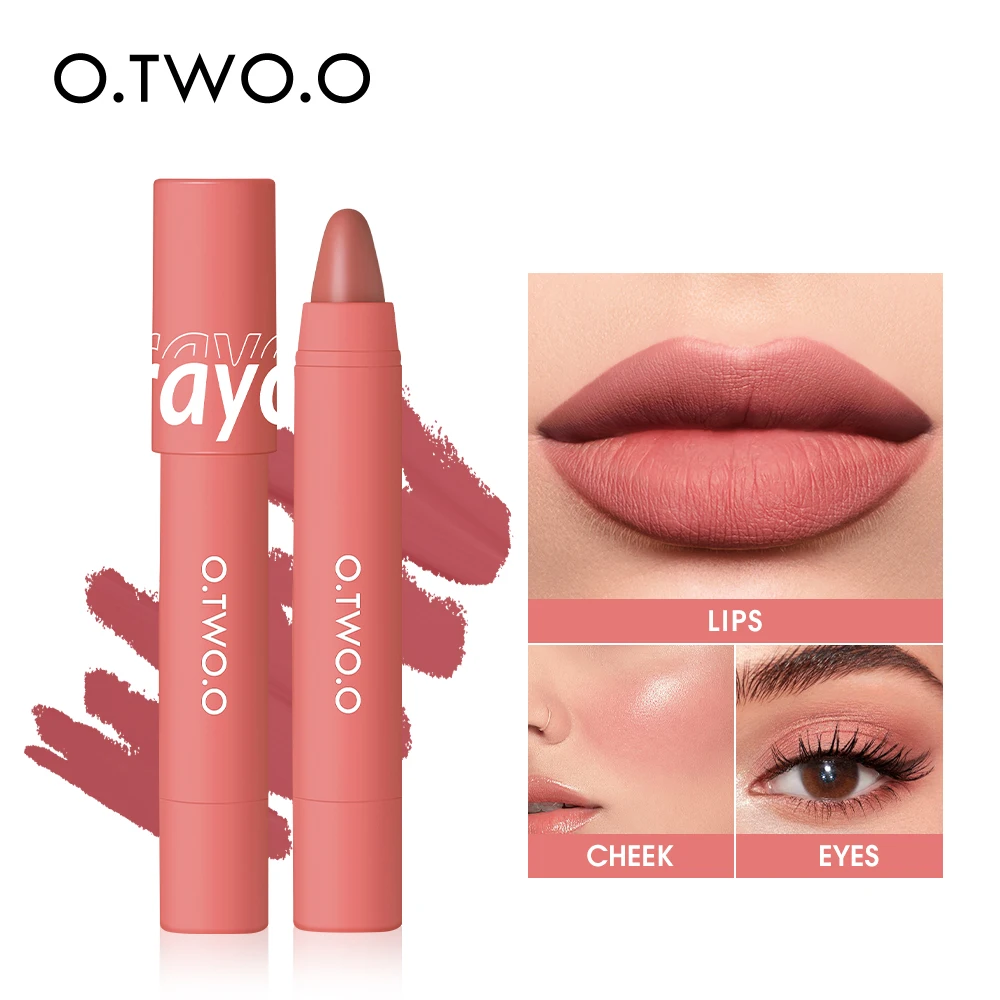 O.TWO.O ลิปสติกเนื้อแมทท์เม็ดสีสำหรับผู้หญิงลิปสติก6สีทนน้ำติดทนนาน