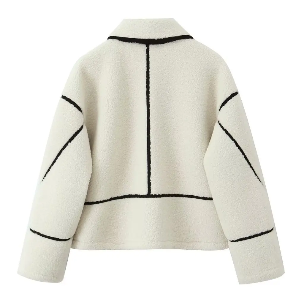 

European And American Fashion Two-Color Fleece Double-Sided Jacket L36153 Spring Autumn New Style Women's Outerwear